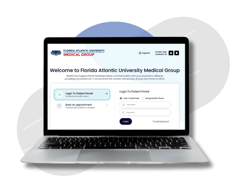 Patient portal on laptop computer screen